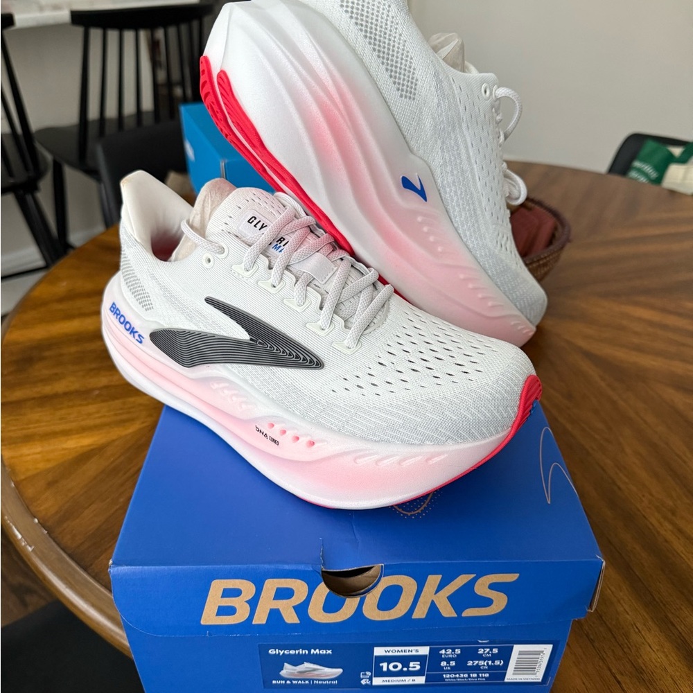 NEW - Brooks Women's Glycerin Max Athletic Shoes - White and Pink